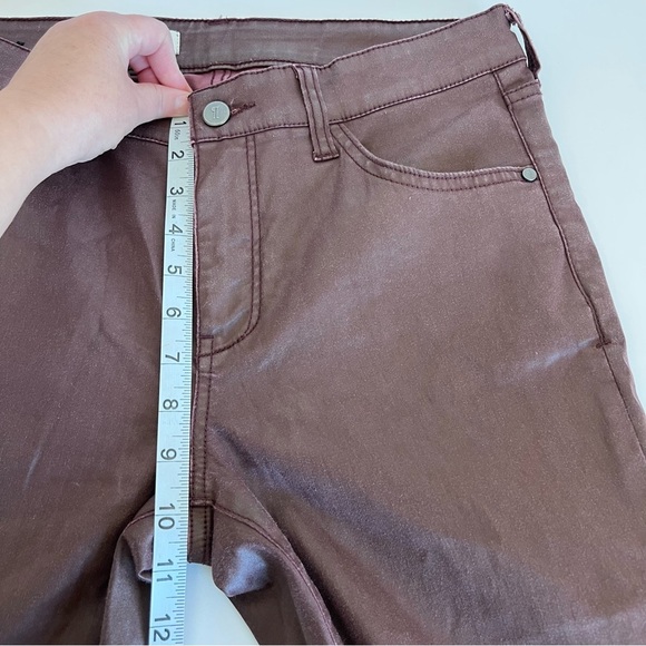 Anthro | Pilcro and the Letterpress Script Coated Lace Up Ankle Pants Wine - Picture 12 of 16